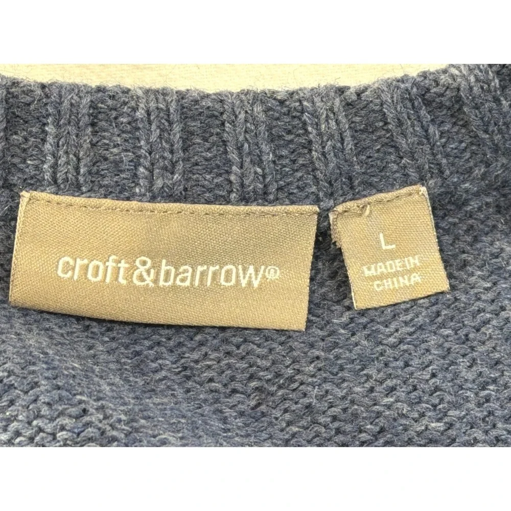 Croft & Barrow Womens Blue Snowman Full Zip Sweater Cardigan Large Holiday L